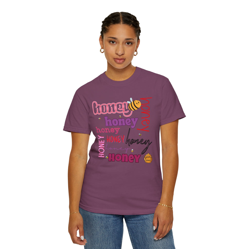 Honey Script Graphic T-Shirt — Playful Bee Typography Tee